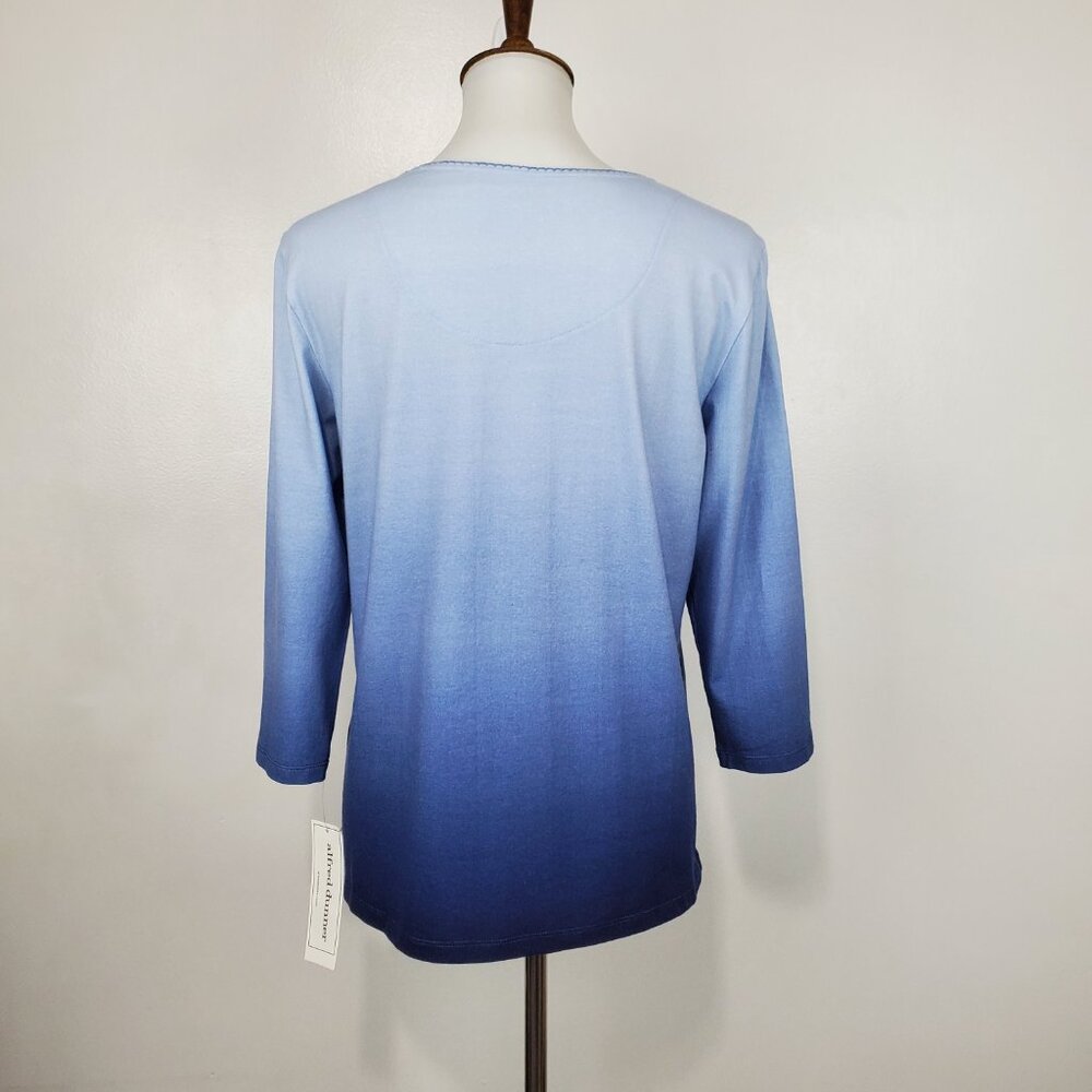 Alfred Dunner Blue Ombre Embroidered Embellished Knit Top NEW NWT Size S - Picture 7 of 14